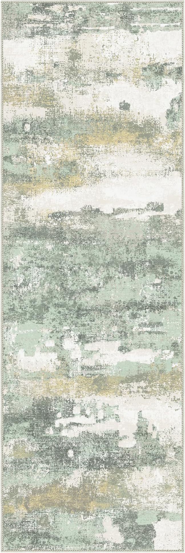 BEIMO Runner Rug for Hallway Kitchen, 2'6"x12' Machine Washable Runners Rug for Entryway, Soft Modern Abstract Throw Rugs, Low Pile Floor Cover with Non Slip Backing, Light Green