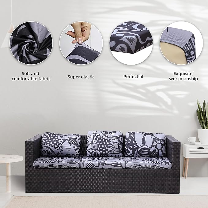 8Pcs Stretch Patio Cushion Covers,Outdoor Couch Covers Replacement,Outdoor Couch & Sofa Slipcovers,for Patio Furniture Cushion Covers,Washable Reusable urniture Protector(Grey Pigeon,8PCS)
