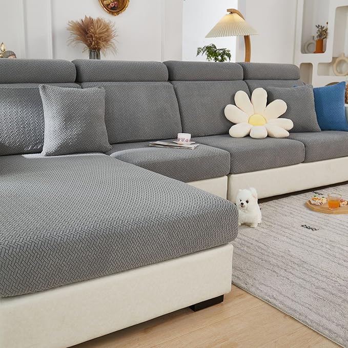 Sofa Covers Couch Covers for Sofa Pet Friendly Couch Cushion Covers Universal Sofa Covers Washable Stretch Slipcovers for Sectional Sofa (Texture Gray,Headrest Cover)
