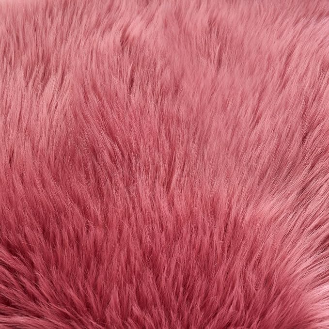 EasyJoy Ultra Soft Fluffy Shaggy Area Rug Faux Fur Rug Chair Cover Seat Pad Fuzzy Area Rug for Bedroom Floor Sofa Living Room (2 x 3 ft Sheepskin, BlushPink)