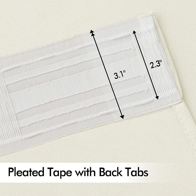 MIULEE Cream Back Tab Blackout Curtains 120 Inch Long 2 Panels Set for Bedroom, Rod Pocket/Pinch Pleated Extra Long Thermal Insulated Living Room Darkening Light Blocking 10FT Drapes