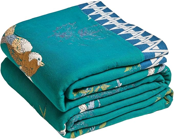MSGKV The Boho Layer: 60"x80" Cotton Throw Blanket – Full Size for Couch Snuggles, Twin Bed Topper | Lightweight & Breathable Reversible Aviary Botanical Pattern, Decorative Accent