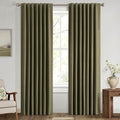 MIULEE 100% Blackout Linen Curtains for Bedroom, Light Olive Green Solid Luxury Decor Thermal Insulation Room Darkening Drapes for Living Room Nursery Back Tab Rod Pocket 42 x 90 Inches, 2 Panels