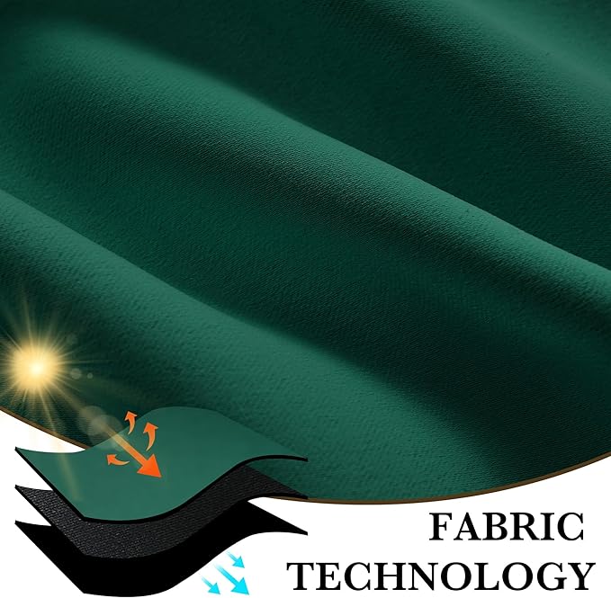 RYB HOME Bedroom Blackout Curtains 84 inches Long, 100% Blackout Thermal Insulated Noise Reducing Curtains for Living Room Nursury, 42 inches Wide by 84 inches Long, Dark Green