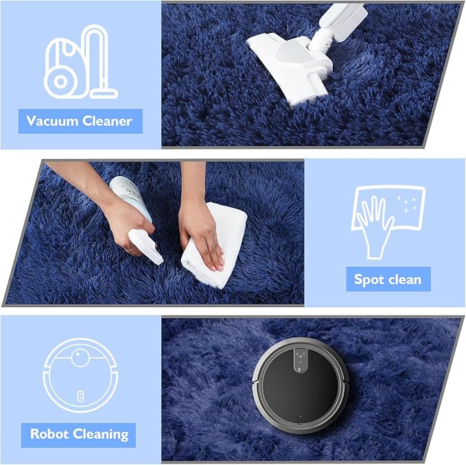 2x3 Fluffy Area Rugs for Bedroom Living Room,Small Soft Shag Fuzzy Rug Non-Shedding Indoor Plush Carpet for Kids Bedroom Nursery Dorm Home Decor,Blue