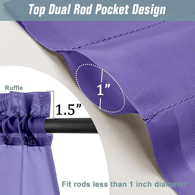 Purple Sheer Curtains 63 Inch Length 2 Panels, Voile Sheer Curtain for Living Room, Breathable Light Filtering Modern Window Treatments, Soft Fabric Dual Rod Pocket Drapes, 2x42Wx63L Inches