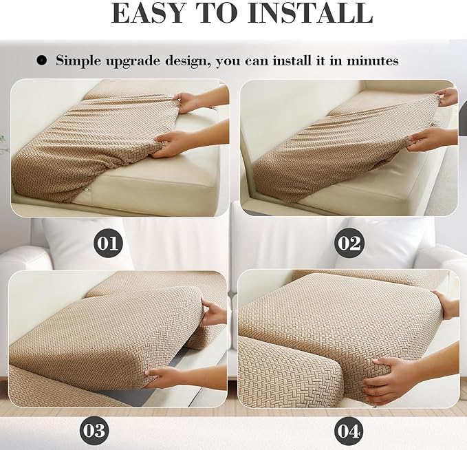 Sofa Covers Couch Covers for Sofa Pet Friendly Couch Cushion Covers Universal Sofa Covers Washable Stretch Slipcovers for Sectional Sofa (Light Coffee,Extra Large Single Seat Cover)