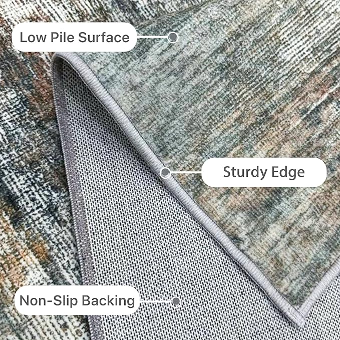 BEIMO Area Rugs 10x14 for Living Room Bedroom, Modern Abstract Machine Washable Rug, Large Soft Low Pile Floor Cover with Non Slip Backing for Dining Room, Ash Gray Brown