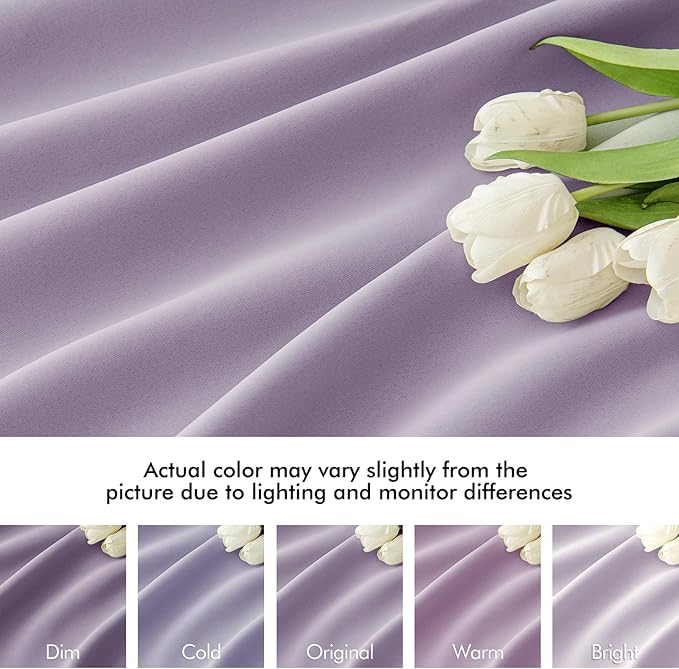 MIULEE Lilac Back Tab Blackout Curtains 84 Inch Length 2 Panels Set for Living Room Bedroom Privacy, Rod Pocket/Pinch Pleat Thermal Insulated Room Darkening Pleated Light Blocking Drapes