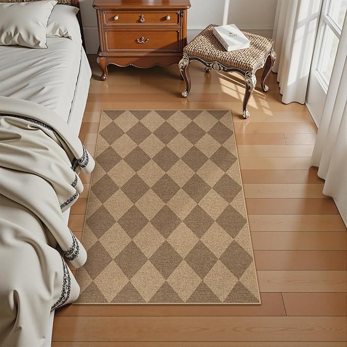 Lahome Colette Checkered Easy Jute Rug, 2x3 Entryway Rug Indoor Outdoor Front Door Mat, Farmhouse Neutral Non Slip Non Shedding Washable Kitchen Mats for Floor Foyer
