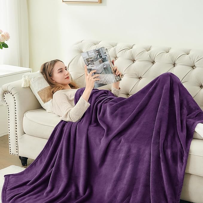 BEDELITE Fleece Blanket Purple Full Blankets for Couch & Bed, Luxury Plush Cozy Fuzzy Blanket 84" x 90", Super Soft Warm Lightweight Throw Blanket for Travel Camping
