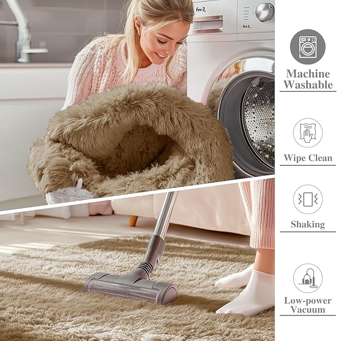 OLANLY 8x10 Machine Washable Large Area Rugs for Living Room, Bedroom, Soft Fluffy Shaggy Bedside Rug, Indoor Floor Carpet for Kids Girls and Boys, Dorms, Nursery, Home Decor Aesthetic, Taupe