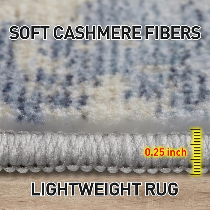 6x9 Area Rugs Washable Rug: Large Modern Abstract Living Room Rug Soft Anti-Skid Thin Carpet Indoor Floor Non-Shedding Carpets for Bedroom Dining Room Farmhouse Nursery Home Office Blue Gold