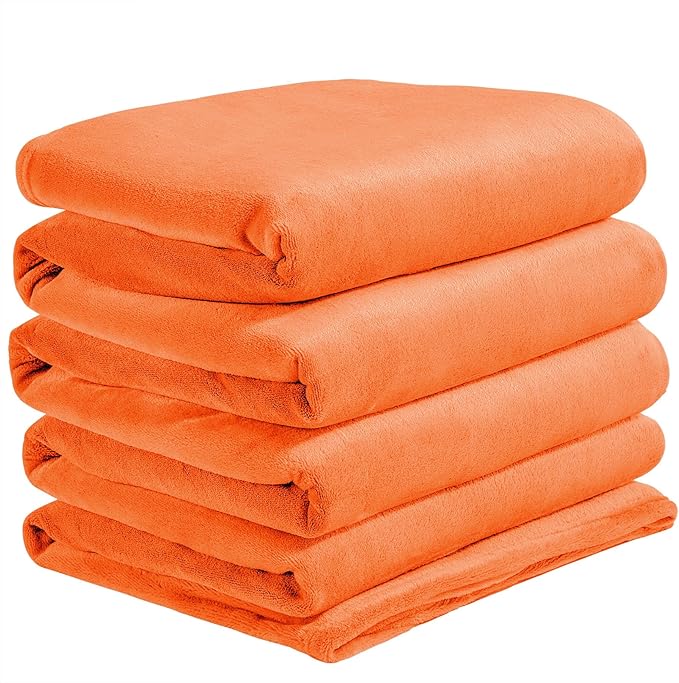 BEDELITE Big Fleece Blanket - 120" x 120" (10' x 10'), Super Soft Fluffy Fuzzy Oversized King Blanket for Bed, Couch, Sofa, Camping, Fits Whole Family, Orange