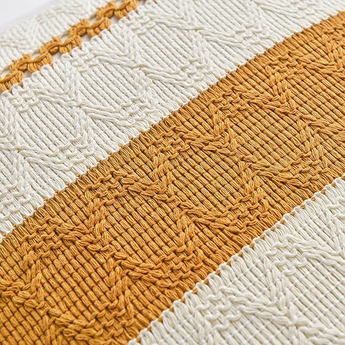 Fancy Homi Set of 1 Mustard Yellow Fall Lumbar Decorative Throw Pillow Cover 12x20 Inch for Couch Bed Sofa, Autumn Halloween Thanksgiving Home Decor, Soft Cotton Cushion Case, Women Teen Girls Gift