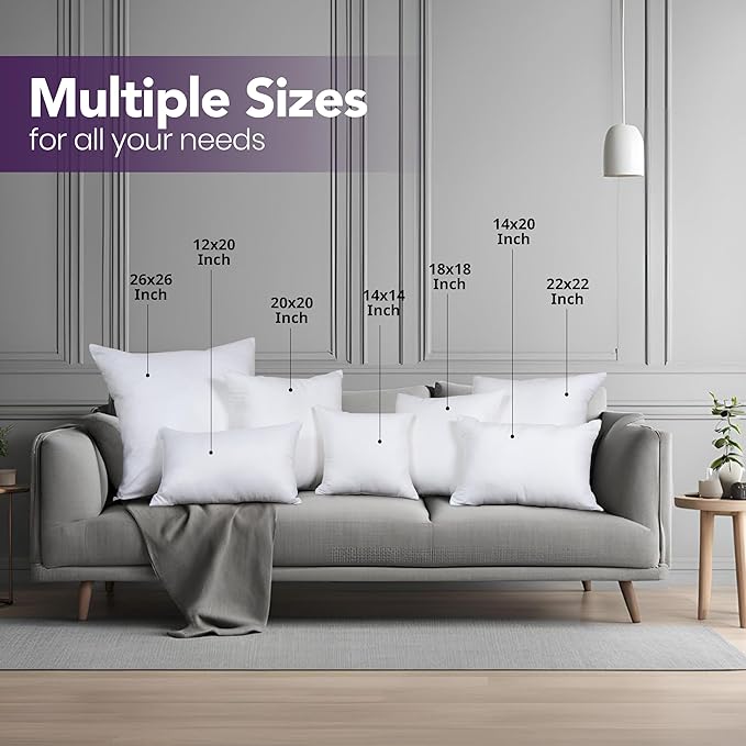 Utopia Bedding 20x20 Pillow Inserts, Set of 2, White – Indoor Decorative Throw Pillows for Bed, Sofa & Couch – Soft, Supportive & Fluffy Cushion Inserts