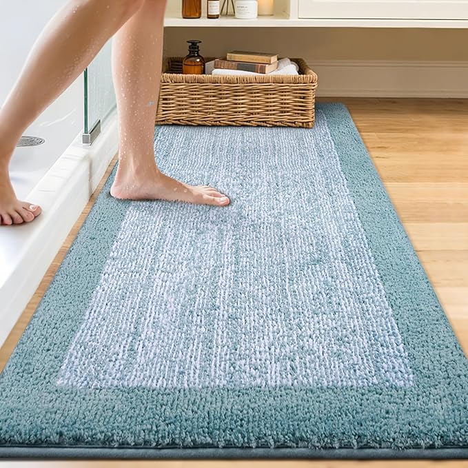 70x24 Long Bathroom Rugs Washable Non Slip, Dusty Blue Bath Mat for Bathroom Floor Tub, Soft Absorbent Quick Dry Mats for Shower, Bathtub,Home Decor