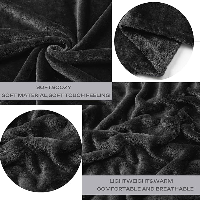 JIAHANNHA Fleece Blanket 50 by 60 Throw Blankets for Sofa Couch Bed Dark Grey Sofa Blanket 280GSM,Super Soft Cozy and Luxury Bed Blanket for All Season Throw(50"×60")