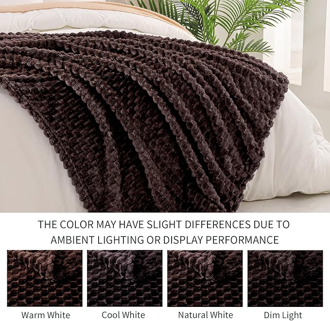 Exclusivo Mezcla Fleece Queen Blanket for Bed, Extra Large Fuzzy Coffee Bed Blankets, Soft Cozy Plush Sofa Throws for All Seasons, 90x90 Inches