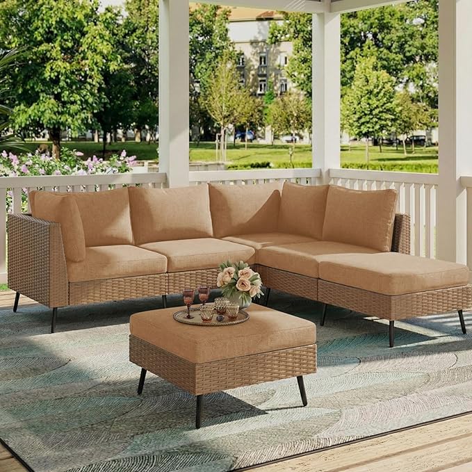 hyha Milk Silk Couch Cushion Covers, Soft Magic Sofa Covers Washable for 2 Cushion Couch, Stretch Sectional Outdoor Cushion Covers for Patio Furniture with Elastic Bottom(Medium, Camel)