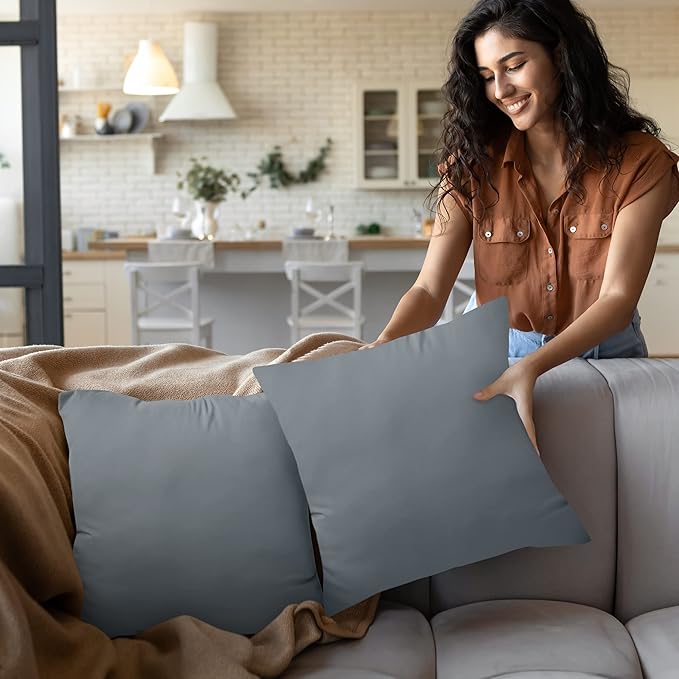 Utopia Bedding 24x24 Pillow Inserts, Set of 2, Grey – Indoor Decorative Throw Pillows for Bed, Sofa & Couch – Soft, Supportive & Fluffy Cushion Inserts