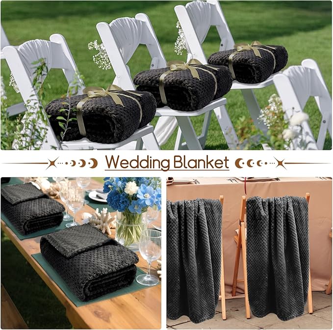 4 Pack Fleece Throw Blankets 50x60 Inches - Oeko-Tex Certified 100, 270 GSM Ultra Soft Plush for Bed, Couch and Cozy Gifts. 3D Waffle Texture, No Shedding No Pilling All Season (Black)