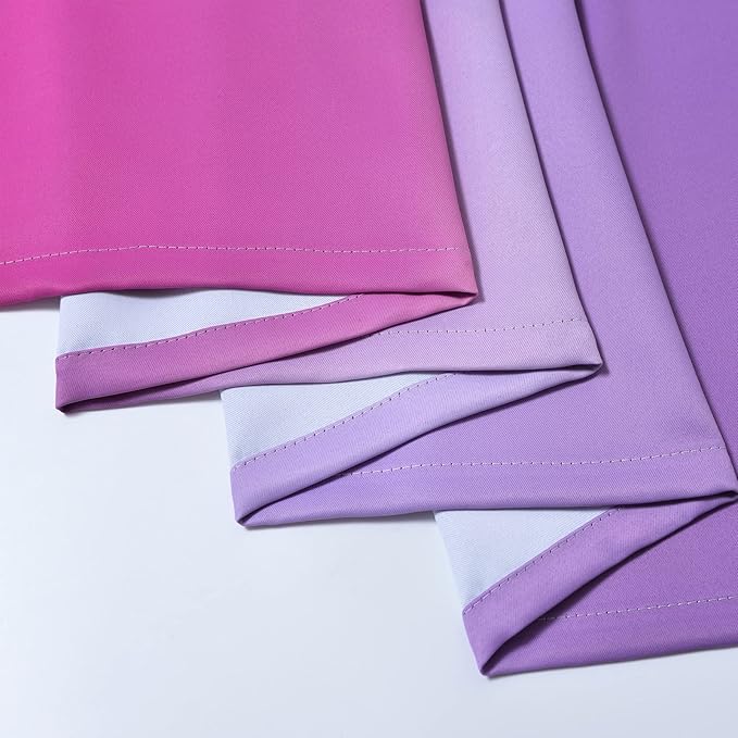 Yakamok Ombre Purple and Pink Curtains for Bedroom, Gradient Room Darkening Curtains 63 inches long,Grommet Thermal Insulated Light Blocking Window Drapes/Curtain for Living Room,52 x 63 Inch,2 Panels