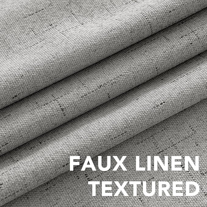 H.VERSAILTEX Linen Curtains 100% Blackout Curtains for Bedroom 90 inch Long Full Light Blocking Nature Linen Blended Window Curtains for Living Room Nickel Grommet (2 Panels, Dove Gray)