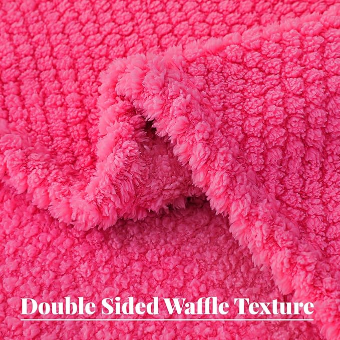 Whale Flotilla Twin Size Fuzzy Fleece Blanket for Bed, 60x80 Inch Fluffy Warm Soft Jacquard Blankets for All Season, Lightweight and Cozy, Hot Pink