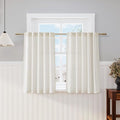 Nanspring Natural Semi Sheer Kitchen Curtains 36 Inch Length 2 Panel Set Back Tab Pocket Design Short Linen Curtain Tiers for Small Bathroom Window Basement 40x36
