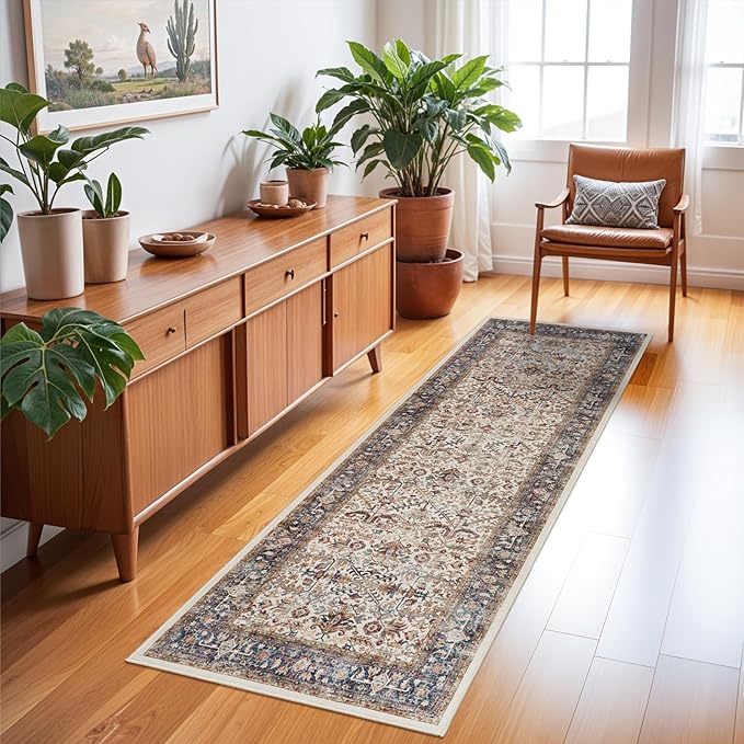 Washable Runner Rug 2x6 - Hallway Runner Rug Kitchen Rugs and Mats Non Skid Washable Waterproof Carpet Runner for Living Room Bedroom Bathroom (Ivory, 2X6)