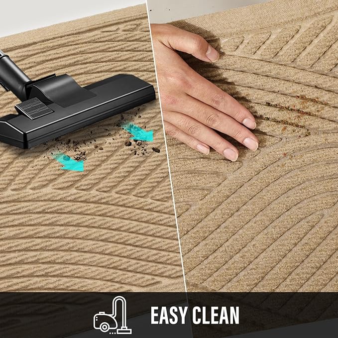 HIYARD Sturdy Front Door Mat, Absorbent Muddy Dirt Resist Welcome Door Mats Outdoor Indoor, Stain and Fade Resistant, Non-Slip Backing Entry Mat Low Profile Doormat for Entryway, 36×24, Beige
