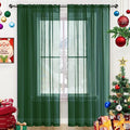 SpaceDresser Basic Rod Pocket Sheer Voile Window Curtain Panels White 1 Pair 2 Panels 38 Width 84 Inch Long for Kitchen Bedroom Children Living Room Yard(Foliage Green,38 W x 84 L)