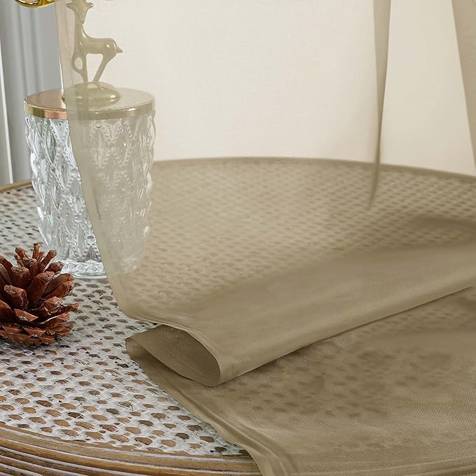 OWENIE Sheer Taupe Curtains 108 Inches Long for Living Room Bedroom 2 Panels Set, Lightweight Airy Taupe Sheer Curtain, Filmy Voile Rod Pocket, 2 PCS, Each 59" W x 108" L