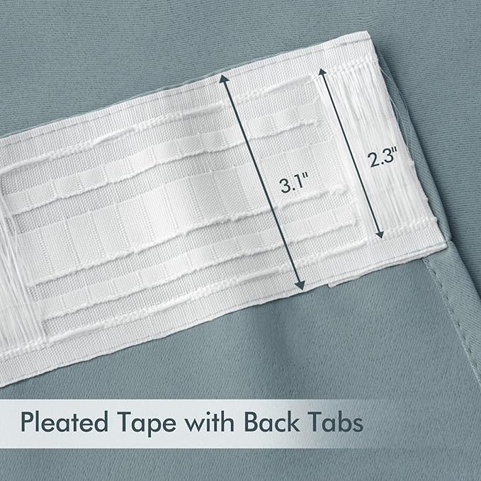 MIULEE Slate Blue Back Tab Blackout Curtains 90 Inches Long 2 Panels Set for Living Room Bedroom Privacy, Rod Pocket/Pinch Pleat Thermal Insulated Room Darkening Pleated Light Blocking Drapes