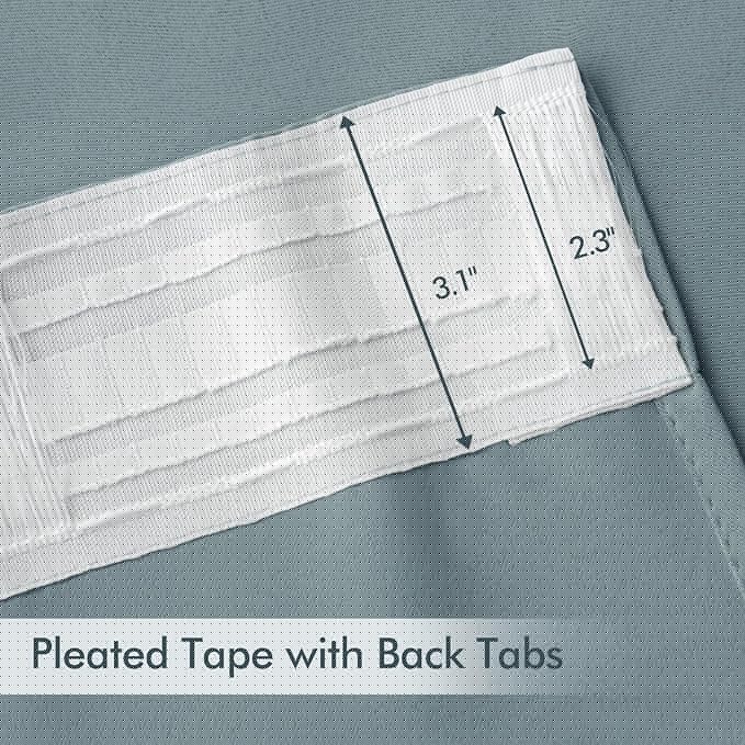 MIULEE Slate Blue Back Tab Blackout Curtains 108 Inch Long 2 Panels Set for Bedroom, Rod Pocket/Pinch Pleat Extra Long Thermal Insulated Living Room Darkening Pleated Light Blocking Drapes