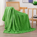 Bright Green Fleece Throw Blanket 60”×80” for Couch Sofa Bed,Super Soft Cozy Plush Microfiber Flannel Blanket with Stripes Design Lightweight for Adults,Woman,Girls