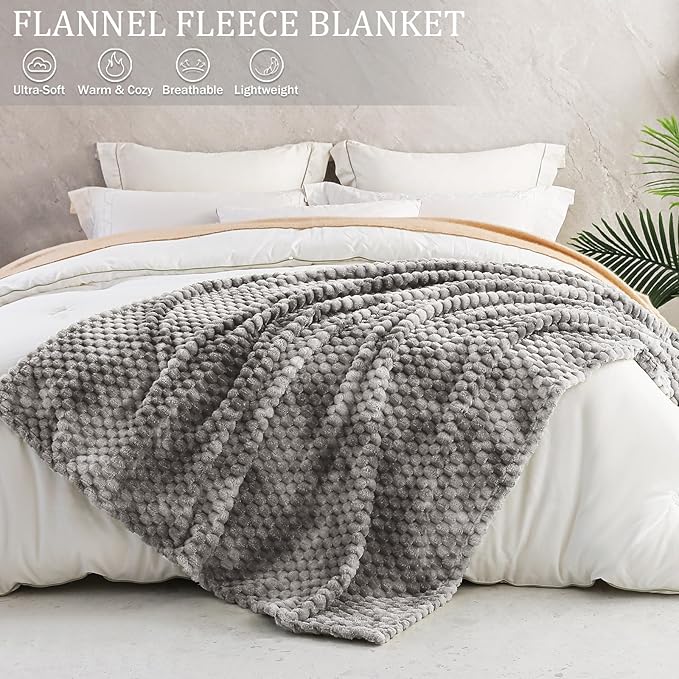 Exclusivo Mezcla Fleece Twin Blanket for Bed, Extra Large Fuzzy Tie-dye Grey Bed Blankets, Soft Cozy Plush Sofa Throws for All Seasons, 60x80 Inches