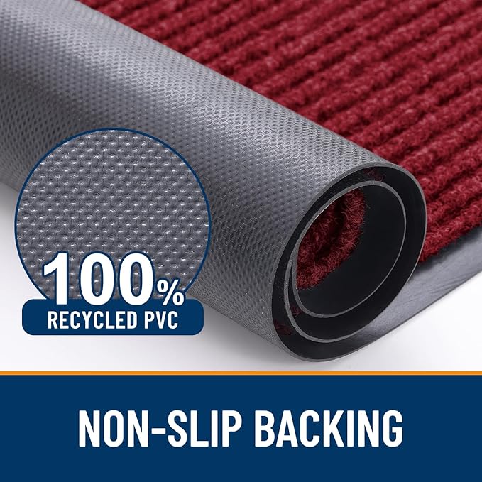 OLANLY Front Door Mat Indoor Outdoor Entrance, Waterproof Heavy Duty Doormat, Fade Resistant, Low Profile, Easy Clean Patio Porch Welcome Floor Mats for Entry, 71x30, Wine Red