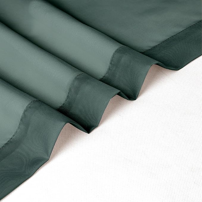Chyhomenyc Hunter Green Sheer Curtains 63 Inch Length 2 Panels, Rod Pocket Solid Window Sheer Curtain Panels, Elegant Curtains & Drapes for Living Room Bedroom 2 Panels (Hunter Green, 42 W x 63 L)