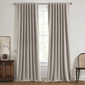 MIULEE 100% Blackout Linen Curtains for Bedroom,Greige Solid Luxury Decor Thermal Insulation Room Darkening Drapes for Living Room Nursery Back Tab Rod Pocket 42 x 108 Inches, 2 Panels