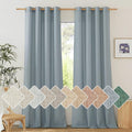 NICETOWN Thick Linen Stone Blue Curtains 108 inch Long for Living Room, Grommet Semi Sheer Linen Blend Curtains & Drapes Privacy Added with Light Filtering for Bedroom, W55 x L108, 2 Panels