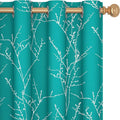 Deconovo Blackout Curtains, Thermal Insulated Soundproof Drapes with Tree Foil Print, 52 x 63 Inch, Set of 2, Machine Washable Window Curtain for Bedroom Living Room Nursery Kitchen Office, Turquoise