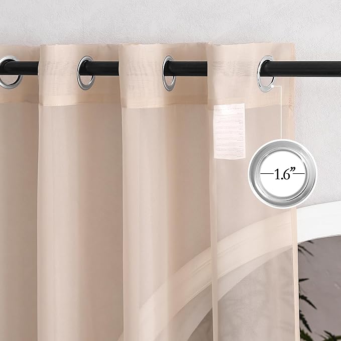 NICETOWN Taupe Sheer Curtains 54 inch Length, Grommet Voile Sheer Lightweight & Airy Window Treatment with Light Filtering for Kitchen/Cafe, W54 x L54, 2 Panels
