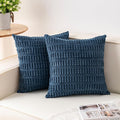 Pack of 2 Corduroy Decorative Throw Pillow Covers 24x24 InchSoft Striped Pillow Covers Modern Farmhouse Home Decor for Sofa Living Room Couch Bed（Teal）