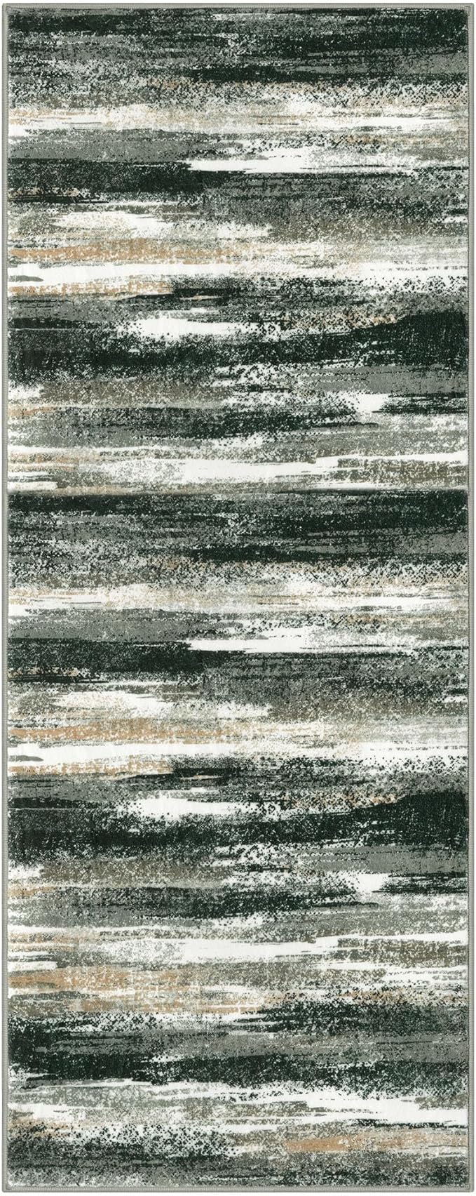 Lansny Modern Abstract Runner Rug 2x5, Forest Green Washable Entryway Kitchen Runner Non-Slip Soft Hallway Rug Runner Thin Print Faux Wool Carpet for Bedroom Laundry Room Indoor