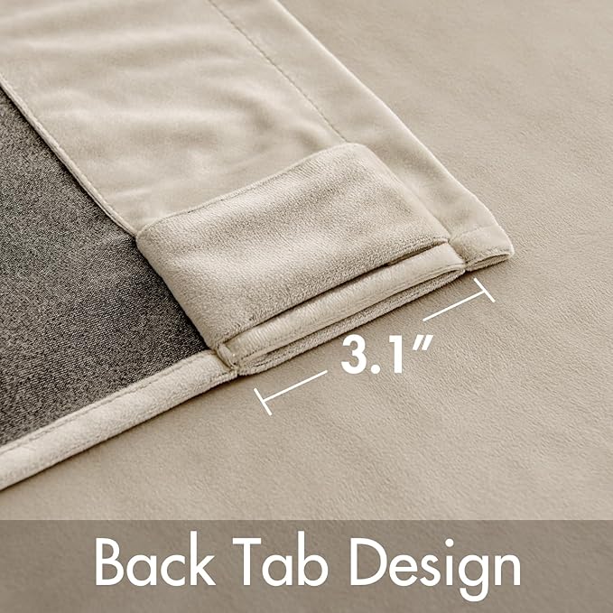 MIULEE Velvet Curtains 84 inches - Luxury Blackout Curtains for Bedroom Living Room Thermal Insulated Super Soft Window Drapes Rod Pocket & Back Tab, Beige, W52 x L84 inches, 2 Panels