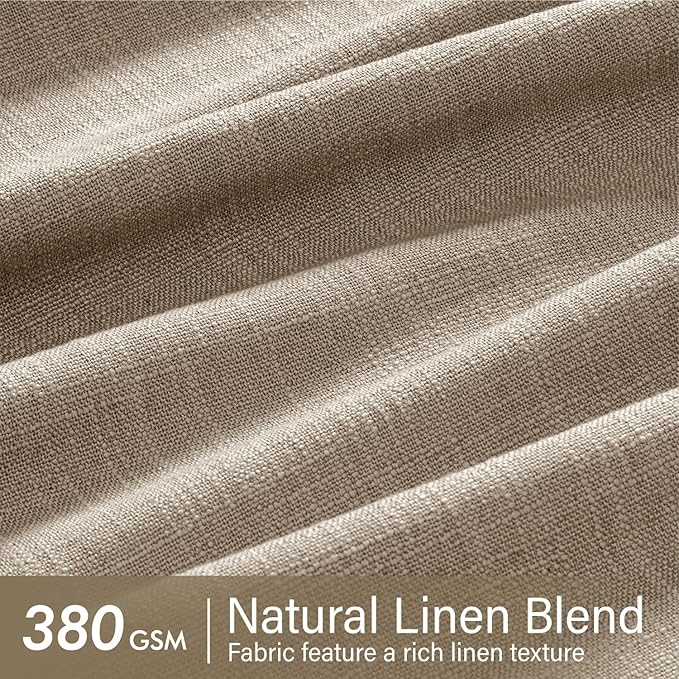 MIULEE Pinch Pleated Thick Linen Curtains 84 Inches Long 2 Panels for Living Room Bedroom, Memory Trained Drapes Pleat Back Tab Light Filtering Grey Beige Window Curtains with Hooks&Rings