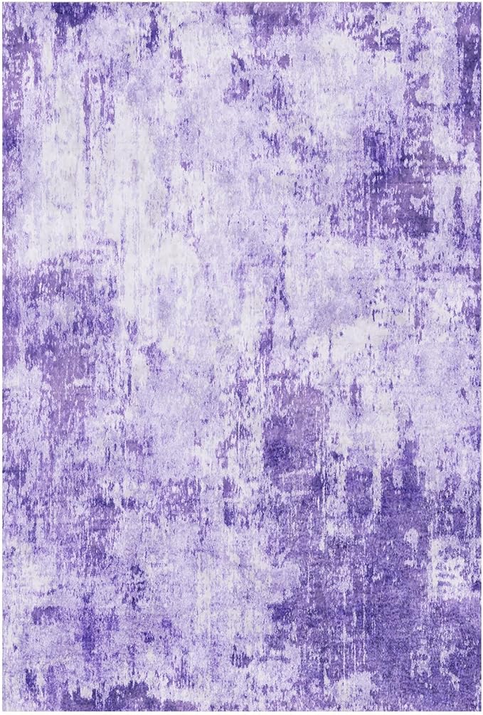 Washable Area Rugs 2'x8' Non-Slip Modern Abstract Soft for Living Room Entryway Bedroom Nursery, Print Pattern, Purple Gray Pink White