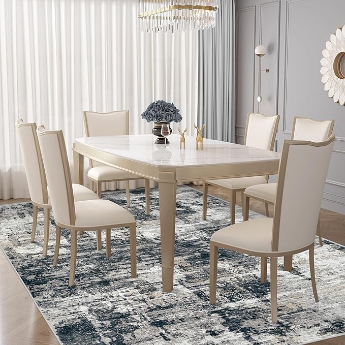 6x9 Area Rugs for Living Room, Washable Modern Abstract Large Area Rug Neutral Soft Non Slip Kids Rug Stain Resistant Indoor Carpet for Bedroom Nursery Dining Room Playroom(BlackGrey, 6'x9')